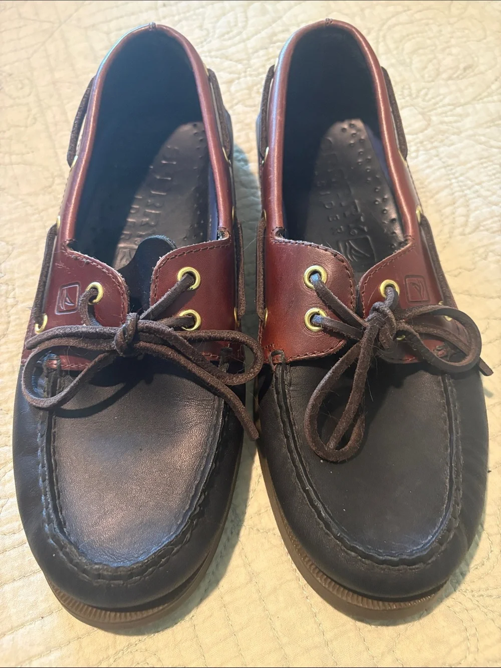 Men’s Sperry Two-Tone Brown and Black Leather Boat Shoes